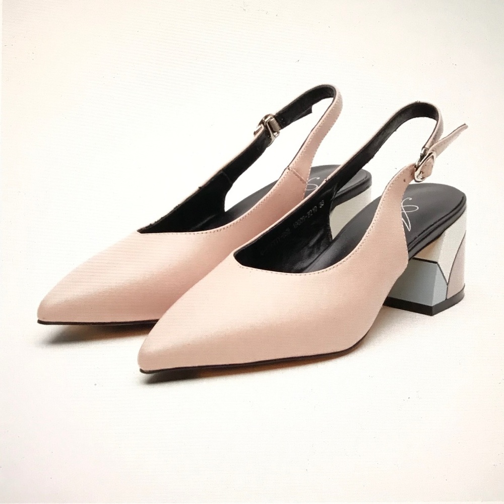 AZURA By SPRING STEP Slingback Block Heel Pump Leather Pink Size EU 40 US 10 NEW